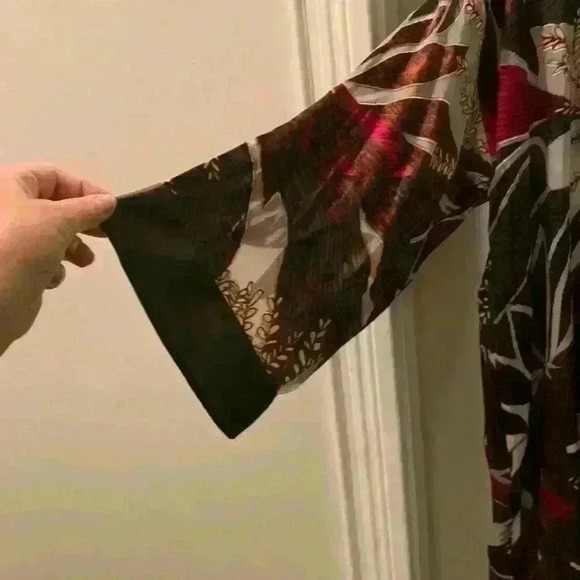 CHICO’S Travelers Kimono Jacket Robe NWT Burnout Jungle Floor Motif Art to Wear - Picture 5 of 6